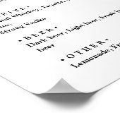 モノクロ。おしゃれなミニマルな結婚式のメニューバー ポスター (角)