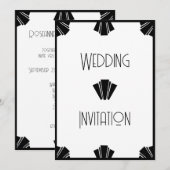 モノクロ アートデコ ウェディング 招待状 (正面/裏面)