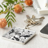 モノクロ アートデコ フラワー キーチェーン (側面)