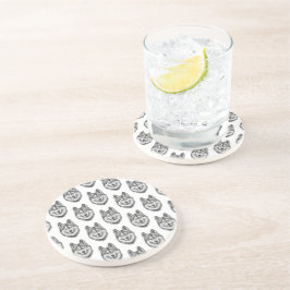 モノクロ インク & 水彩 シベリアン ハスキー コースター