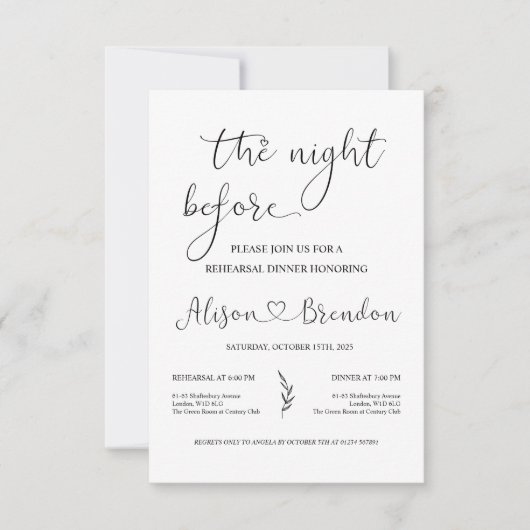 モノクロ　ウェルカムトゥザ・ナイト・ビフォア 招待状 (正面)