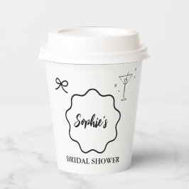 モノクロ ウェーブ レトロ ボーダー ブライダル シャワー 紙コップ