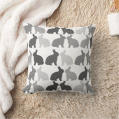 モノクロ ウサギ イースター 春の飾り クッション (ブランケット)