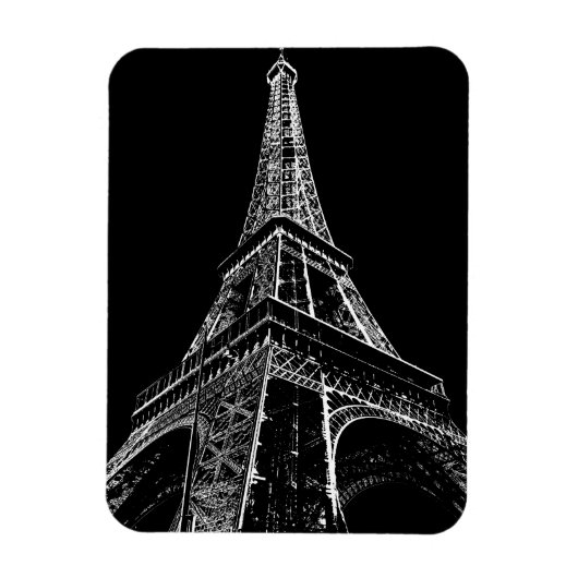 モノクロ エッフェル塔 パリ 旅行 ヴィンテージ マグネット (縦)