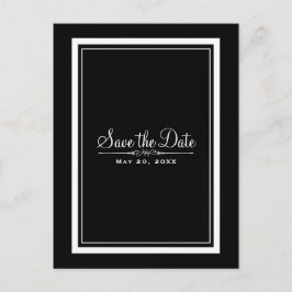 モノクロ エレガント シック ウェディング セーブ・ザ・デート 案内ポストカード