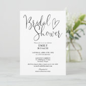 モノクロ エレガント スクリプト ブライダル シャワー 招待状 (スタンド正面)