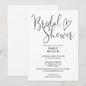 モノクロ エレガント スクリプト ブライダル シャワー 招待状 (正面/裏面)
