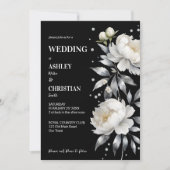 モノクロ エレガント ボヘミアンを一つにまとめた結婚式 招待状 (正面)