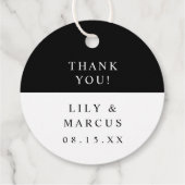 モノクロ エレガント ミニマル ウェディング フェイバータグ (裏面)