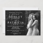 モノクロ エレガント モダン フォト シック ウェディング 招待状 (正面)