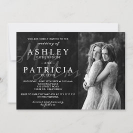 モノクロ エレガント モダン フォト シック ウェディング 招待状