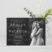 モノクロ エレガント モダン フォト シック ウェディング 招待状 (スタンド正面)