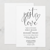 モノクロ エレガント ラブ スクリプト 結婚式 招待状 (正面/裏面)