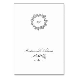 モノクロ エレガント リーフ フォルダブル ネーム プレート カード