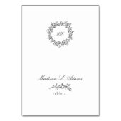 モノクロ エレガント リーフ フォルダブル ネーム プレート カード (正面)