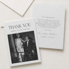 モノクロ・オールドマネー風 結婚式のお礼カード サンキューカード