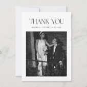 モノクロ・オールドマネー風 結婚式のお礼カード サンキューカード (正面)