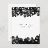 モノクロ カヴィア ドット 結婚式 Save The Date 案内ポストカード (正面/裏面)