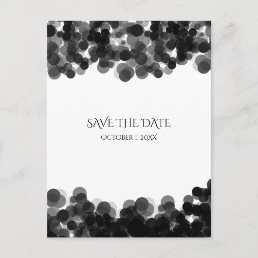 モノクロ カヴィア ドット 結婚式 Save The Date 案内ポストカード (正面)
