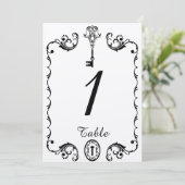 モノクロ キー ウェディング テーブル ナンバー 招待状 (スタンド正面)