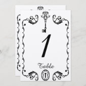 モノクロ キー ウェディング テーブル ナンバー 招待状 (正面/裏面)