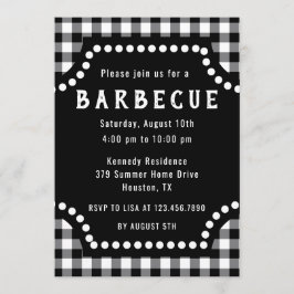 モノクロ ギンガム BBQ 招待状