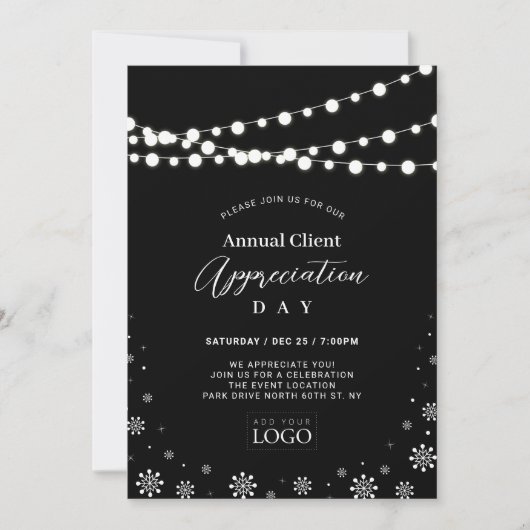 モノクロ | クライアント感謝祭ロゴ 招待状 (正面)
