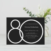 モノクロ クラシカル オーダーメイド ミニマル 80歳の誕生日 招待状 (スタンド正面)