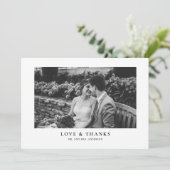 モノクロ クラシック タイポグラフィー ウェディング サンキューカード (スタンド正面)