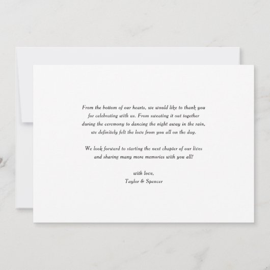 モノクロ クラシック タイポグラフィー ウェディング サンキューカード (裏面)
