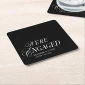 モノクロ クラシック フォーマル 婚約しました スクエアペーパーコースター (アングル)