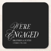 モノクロ クラシック フォーマル 婚約しました スクエアペーパーコースター (正面)