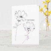 モノクロ コスモス 花のグリーティング カード (黄色い花)