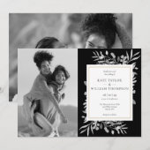 モノクロ ゴールド リーフ フォト ウェディング 招待状 (正面/裏面)