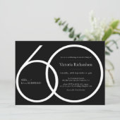 モノクロ シック ミニマル サプライズ 60歳の誕生日 招待状 (スタンド正面)