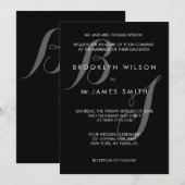 モノクロ シンプルな結婚式の招待状 招待状 (正面/裏面)