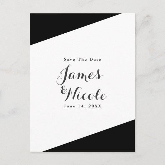 モノクロ シンプル おしゃれ エレガント お知らせ 案内ポストカード (正面)