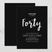モノクロ シンプル おしゃれ 40歳 誕生日パーティー 招待状 (正面/裏面)