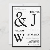 モノクロ シンプル エレガント モダン ウェディング 招待状 (正面)