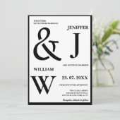 モノクロ シンプル エレガント モダン ウェディング 招待状 (スタンド正面)