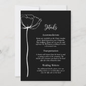 モノクロ シンプル エレガント 花柄 ウェディング ディテール 招待状 (正面)