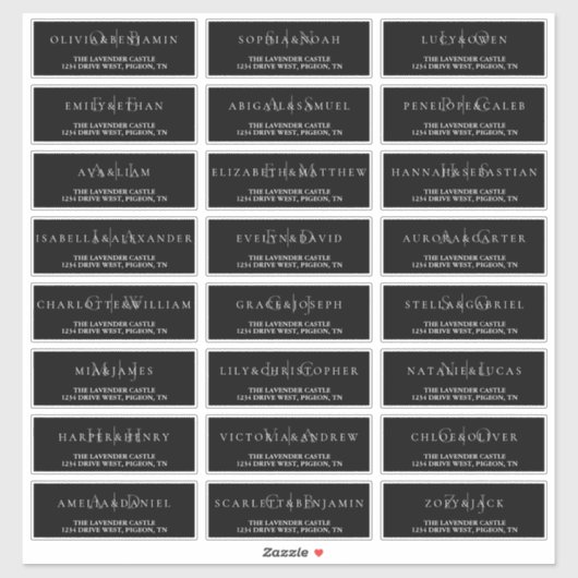 モノクロ シンプル フォーマル ウェディング アドレス シール (シート)