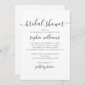 モノクロ シンプル モダン スクリプト ブライズシャワー 招待状 (正面/裏面)