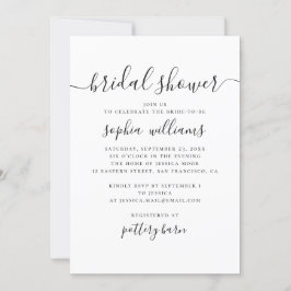 モノクロ シンプル モダン スクリプト ブライズシャワー 招待状