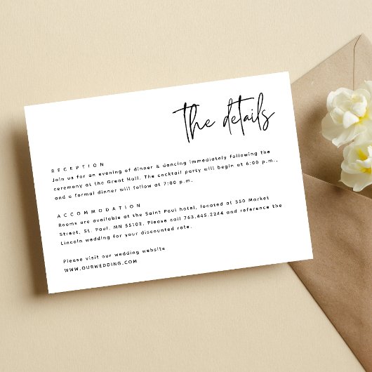 モノクロ シンプル モダン ミニマル ウェディング エンクロージャーカード