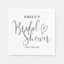 モノクロ スクリプト カリグラフィー ブライダル シャワー スタンダードカクテルナプキン