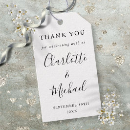 モノクロ スクリプト 結婚式 引き出物 感謝カード ギフトタグ