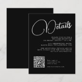 モノクロ スクリプト 結婚式 詳細 RSVP カード (正面/裏面)