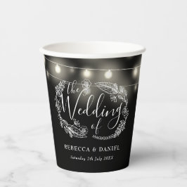 モノクロ ストリング ライト フラワー ウェディング 紙コップ