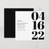 モノクロ タイポグラフィー ナンバー セーブ・ザ・デート 招待状 (正面/裏面)